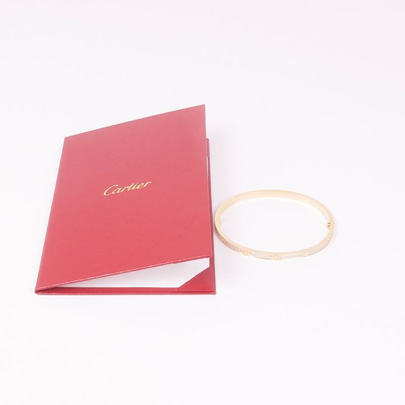 CARTIER 18K玫瑰金Love Bracelet Small Model鑽石手鐲#17-7