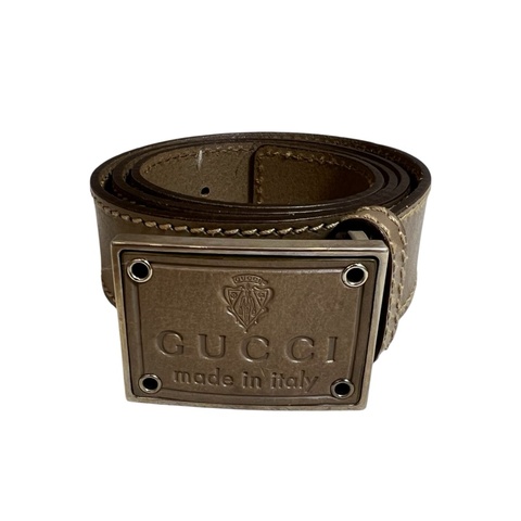 Gucci 方形金屬標誌扣環皮帶