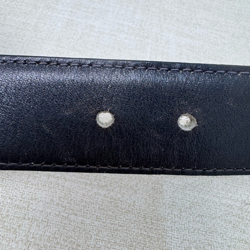Celine 金x銀馬車頭 黑皮革 皮帶 腰帶-12