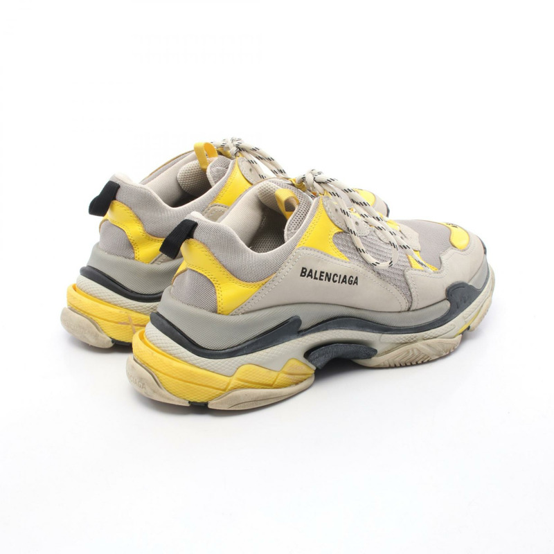 BALENCIAGA TRIPLE S 運動鞋皮革面料灰色黃色尺寸 43 二手男式-1
