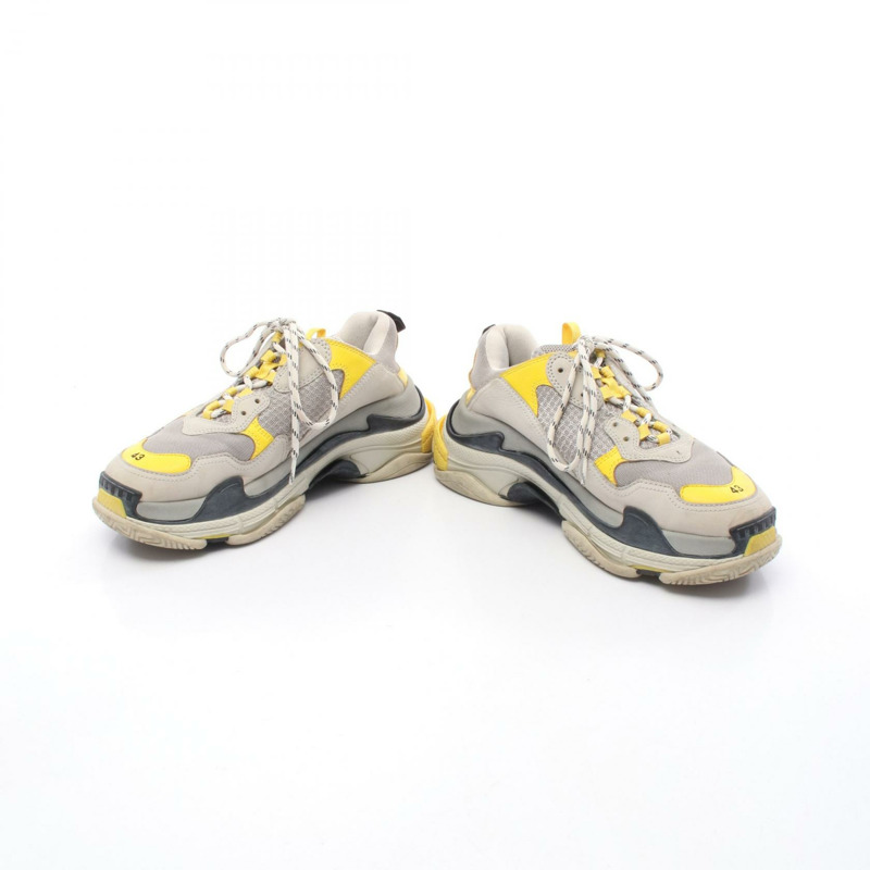 BALENCIAGA TRIPLE S 運動鞋皮革面料灰色黃色尺寸 43 二手男式-2