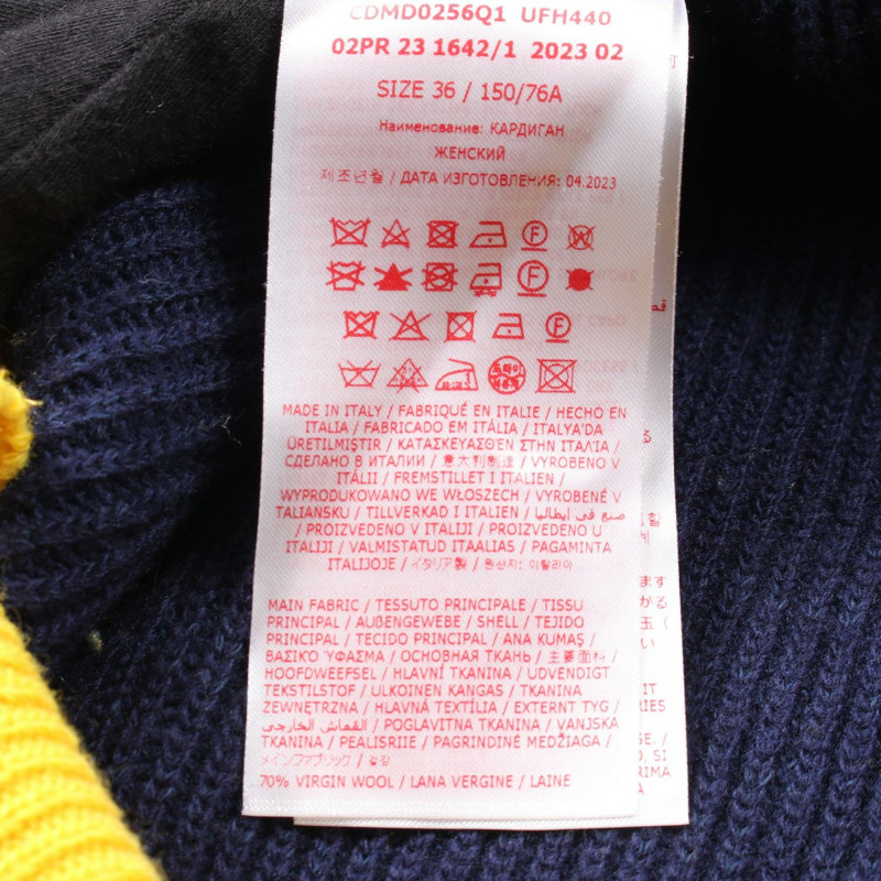 MARNI 羊毛棉混紡開襟衫 CDMD0256Q1 UFH440 藏青色/黃色 36碼 二手女款-3