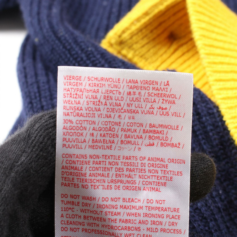 MARNI 羊毛棉混紡開襟衫 CDMD0256Q1 UFH440 藏青色/黃色 36碼 二手女款-4