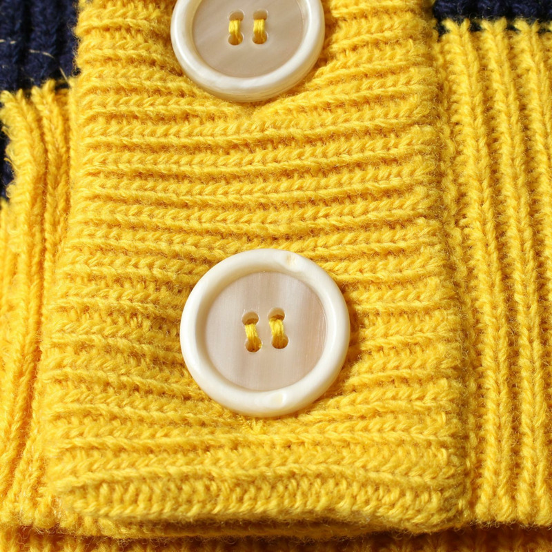 MARNI 羊毛棉混紡開襟衫 CDMD0256Q1 UFH440 藏青色/黃色 36碼 二手女款-5