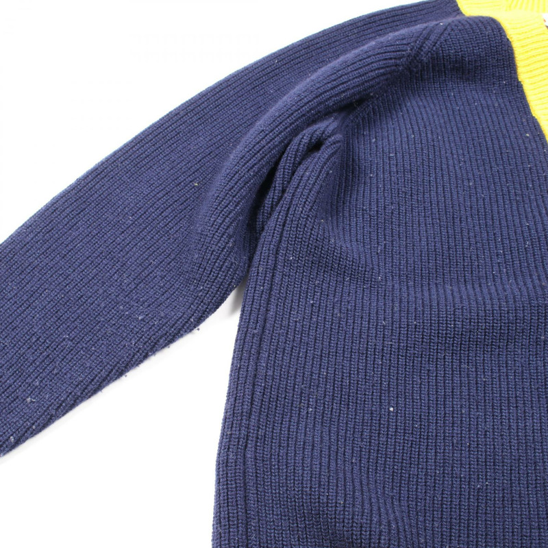 MARNI 羊毛棉混紡開襟衫 CDMD0256Q1 UFH440 藏青色/黃色 36碼 二手女款-7