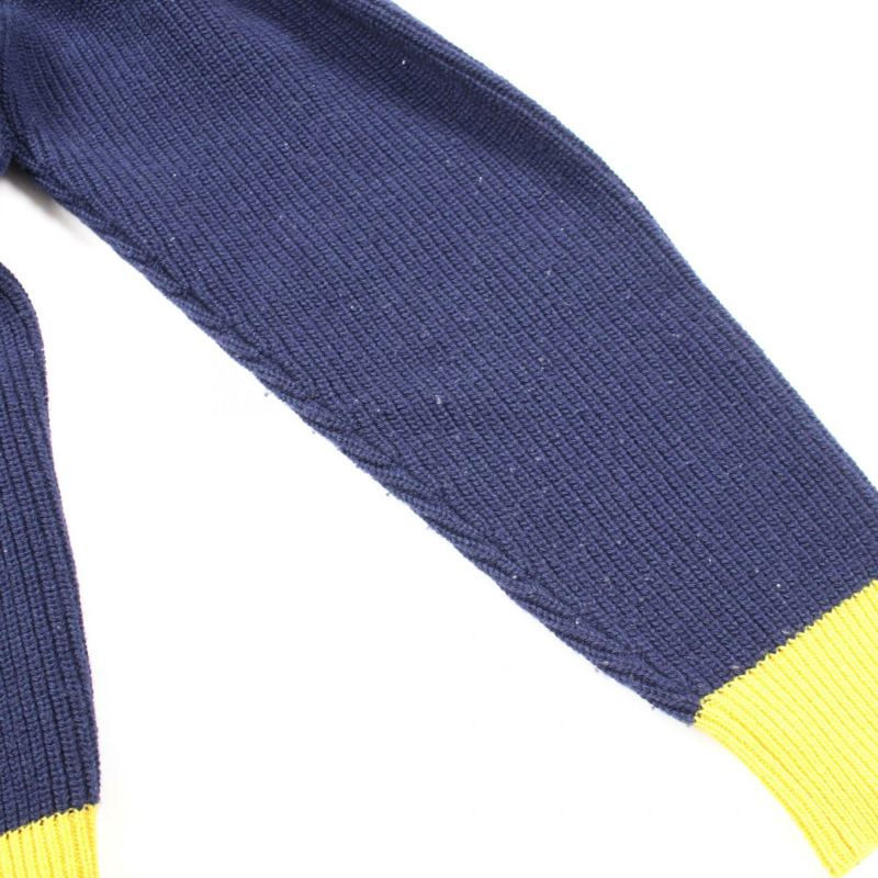 MARNI 羊毛棉混紡開襟衫 CDMD0256Q1 UFH440 藏青色/黃色 36碼 二手女款-10