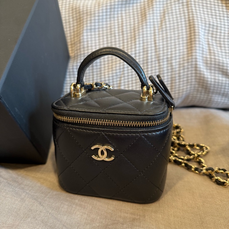 Chanel小盒子 羊皮金扣-0