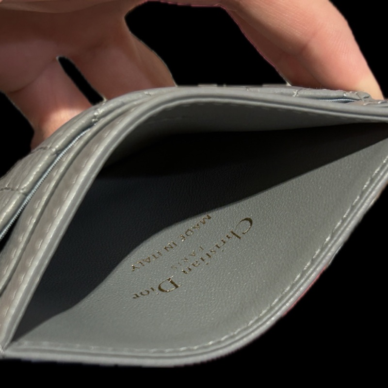 Dior藍色藤格紋caro卡片夾-10