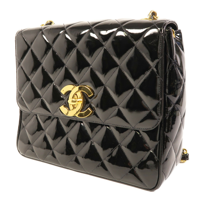 CHANEL 漆皮皮革Chain Shoulder金扣鏈帶肩背袋-2