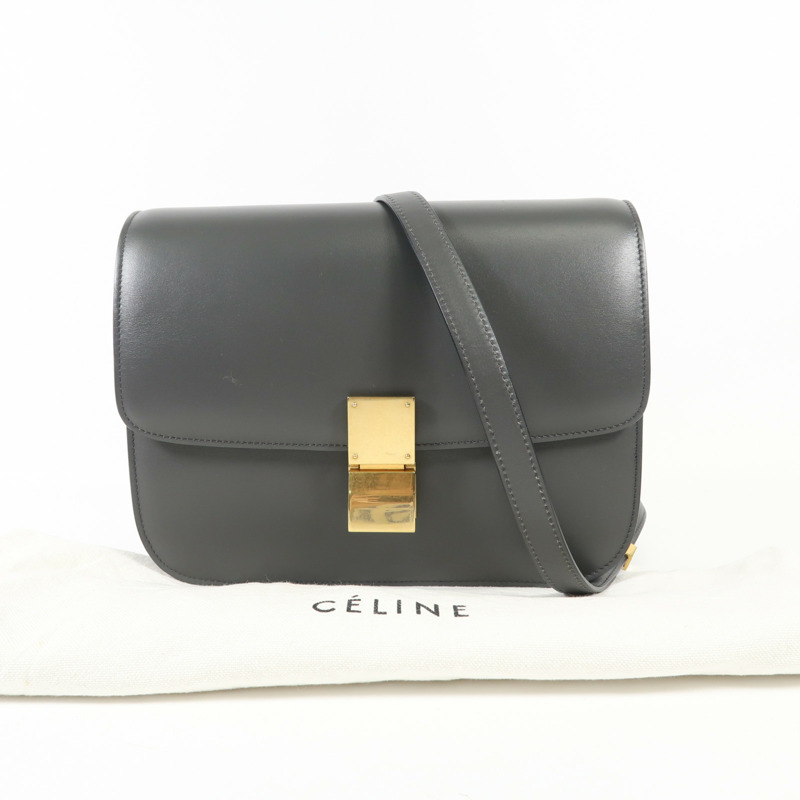 CELINE 牛皮皮革Classic Box金扣肩背袋-12