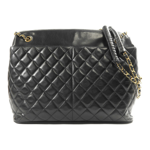 CHANEL 羊皮皮革Vintage Chain Shoulder金扣鏈帶肩背袋