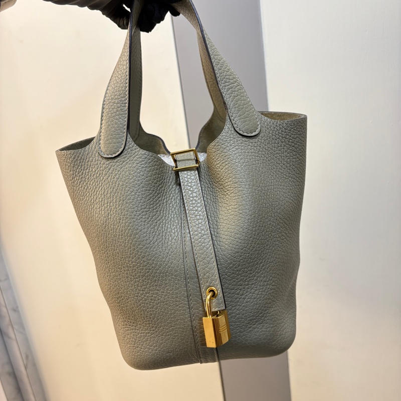 Hermes 鼠尾草色TC牛皮菜籃子-0