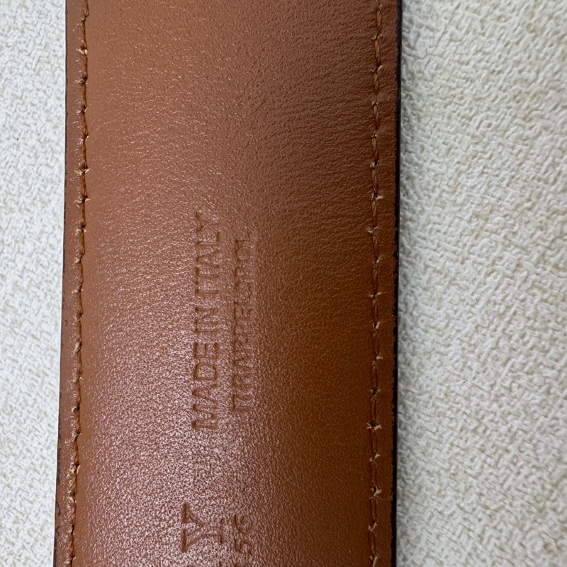 Burberry 金x黑頭 格紋棕色皮革 皮帶 腰帶-5