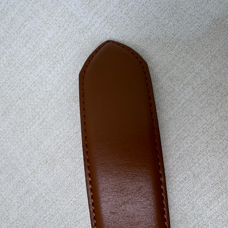 Burberry 金x黑頭 格紋棕色皮革 皮帶 腰帶-6