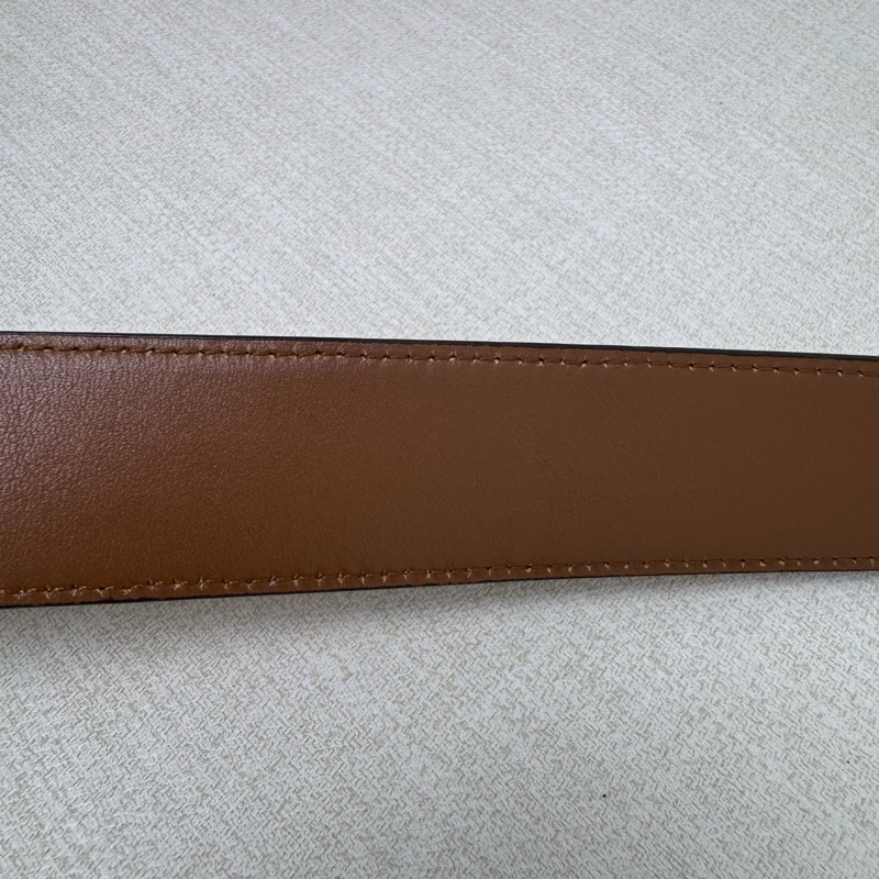 Burberry 金x黑頭 格紋棕色皮革 皮帶 腰帶-11