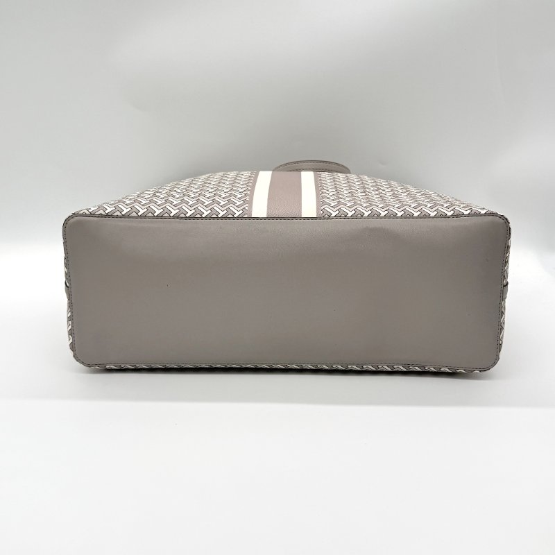 TORY BURCH 經典花紋 灰色 皮革 托特包 電腦包 單肩包-5