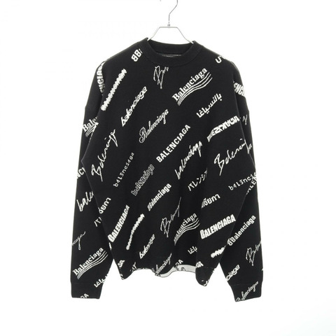 BALENCIAGA logomania 全身針織毛衣 724858 羊毛聚酯黑色 #S 男款