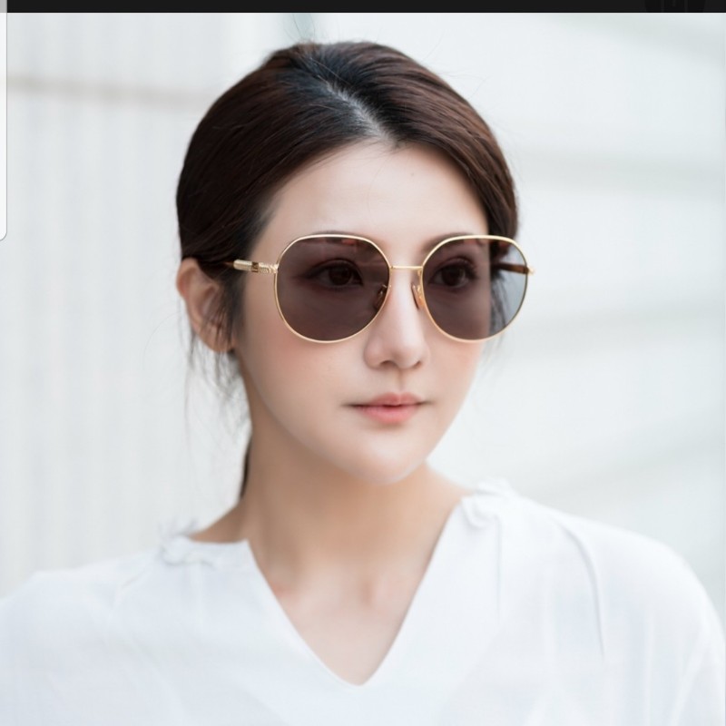 FENDI 薄水銀面 水鑽 太陽眼鏡(金色)-5