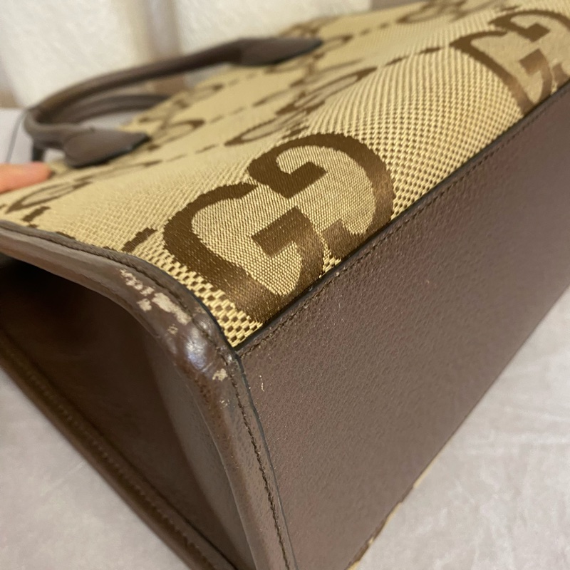 Gucci 古馳棕色老花tote包 手提單肩斜挎-5