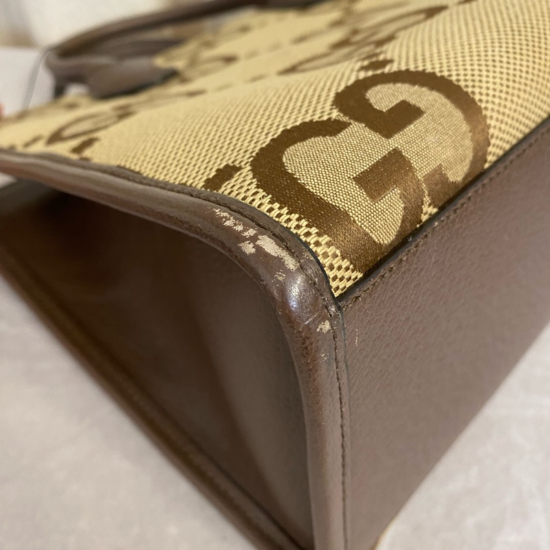 Gucci 古馳棕色老花tote包 手提單肩斜挎-6