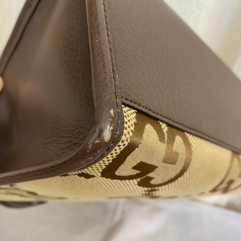 Gucci 古馳棕色老花tote包 手提單肩斜挎-7