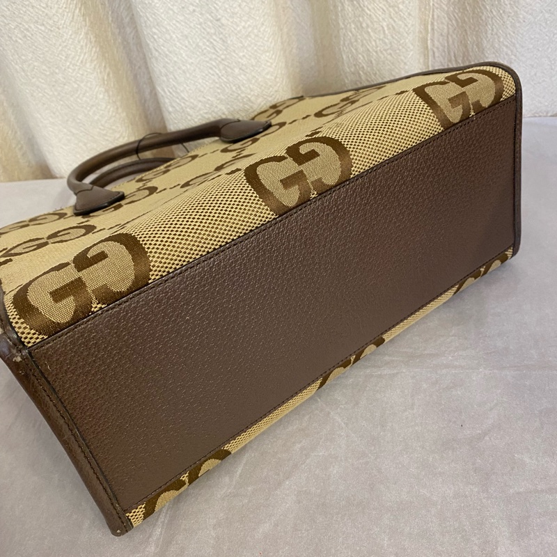 Gucci 古馳棕色老花tote包 手提單肩斜挎-8