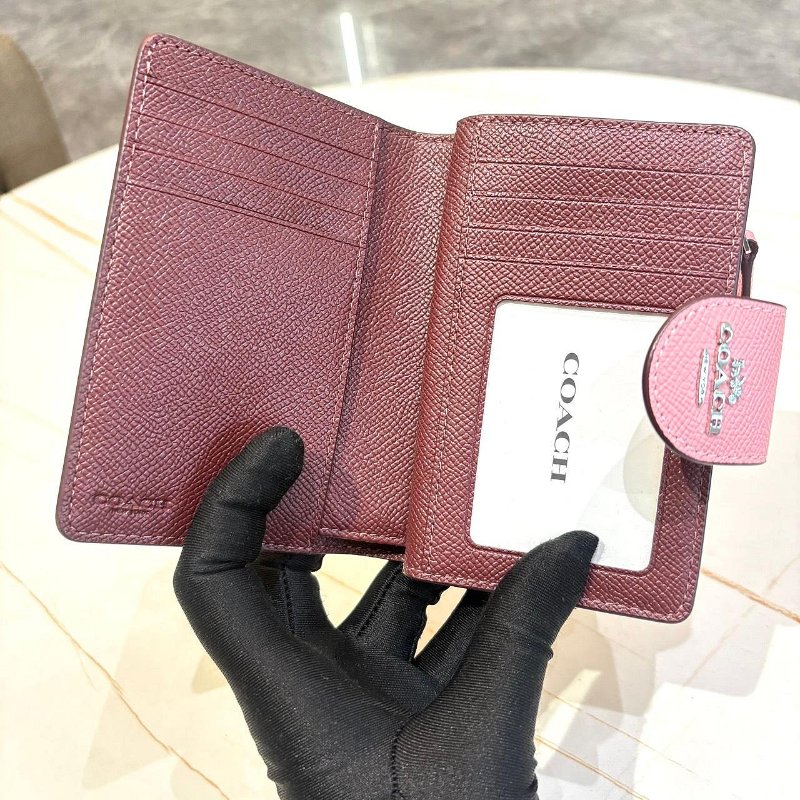 *SHIHNS名牌精品* COACH 蜜桃粉 立體馬車 防刮真皮革中夾-4