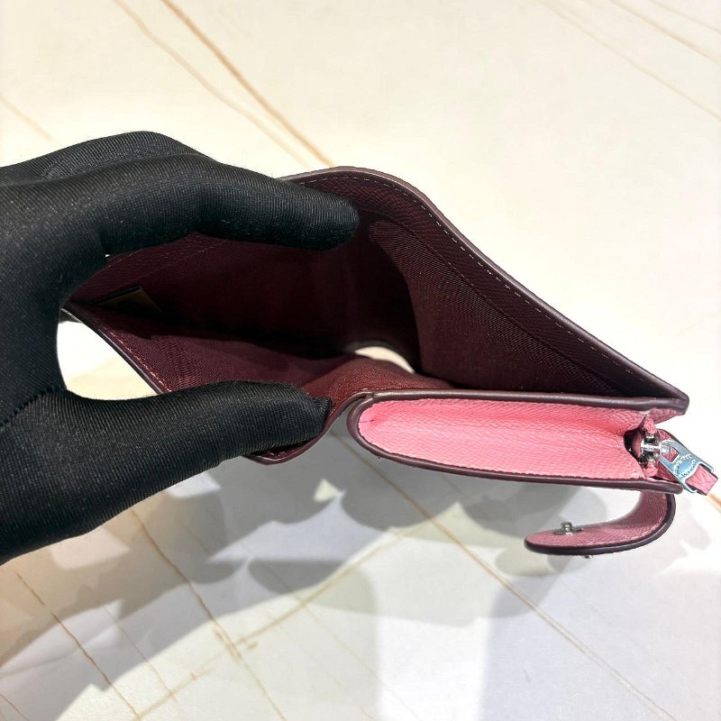 *SHIHNS名牌精品* COACH 蜜桃粉 立體馬車 防刮真皮革中夾-5