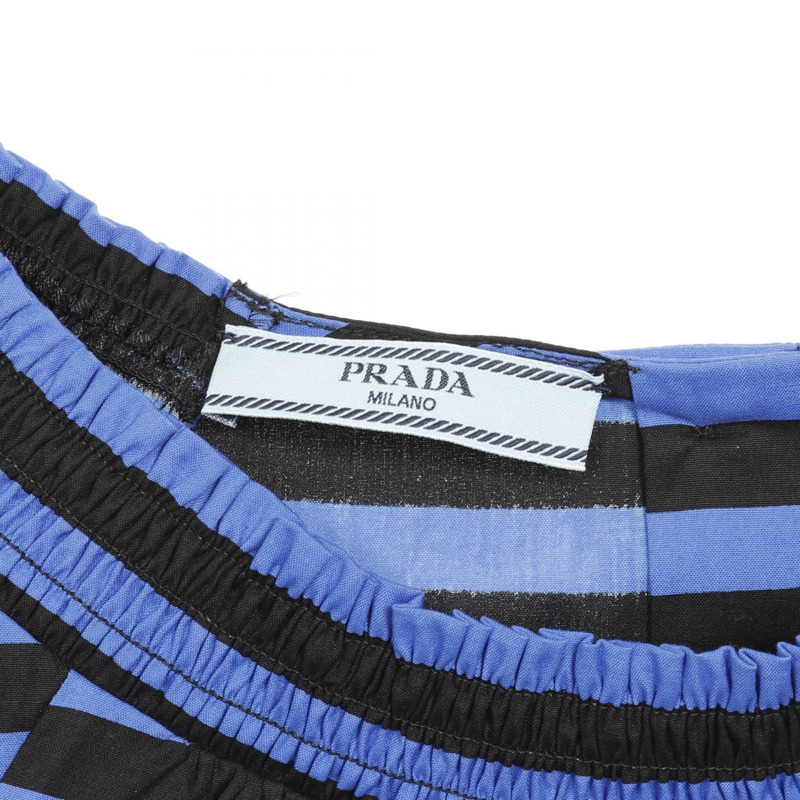 PRADA 短袖襯衫 P9976R 棉藍黑色 42 碼 二手女款-2