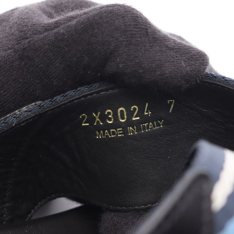 PRADA 涼鞋 2X3024 帆布皮革黑藍米色 7 碼 二手男式-5