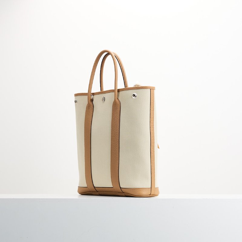 Hermès garden file 28小號竪版花園包/芝麻色拼冰川白-2