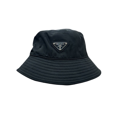 Prada 黑色尼龍三角鐵牌logo 漁夫帽