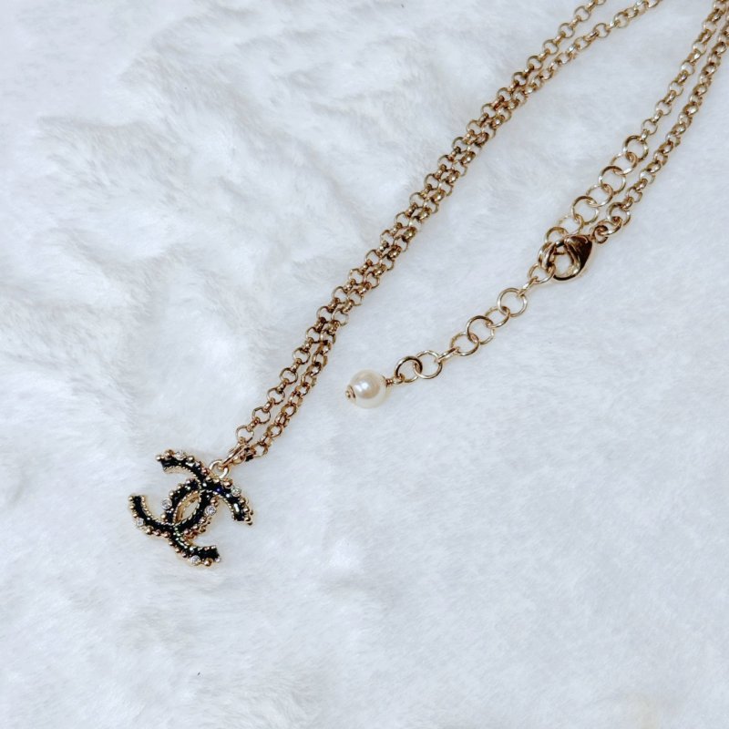 CHANEL 金屬雙C LOGO 金色頸鍊-1