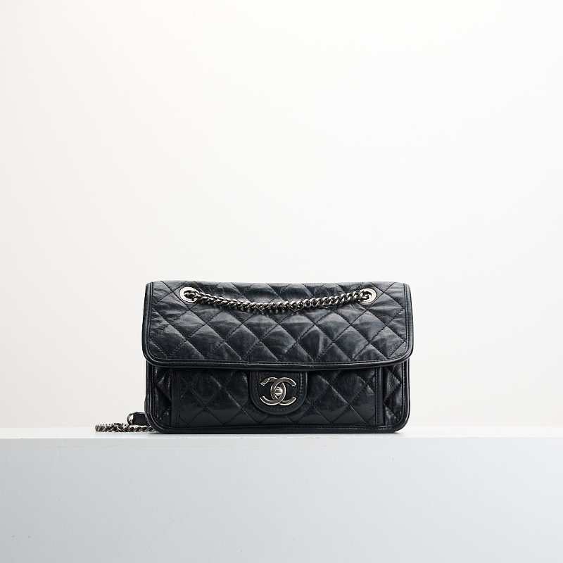Chanel CF機場鍊包/黑銀牛-0
