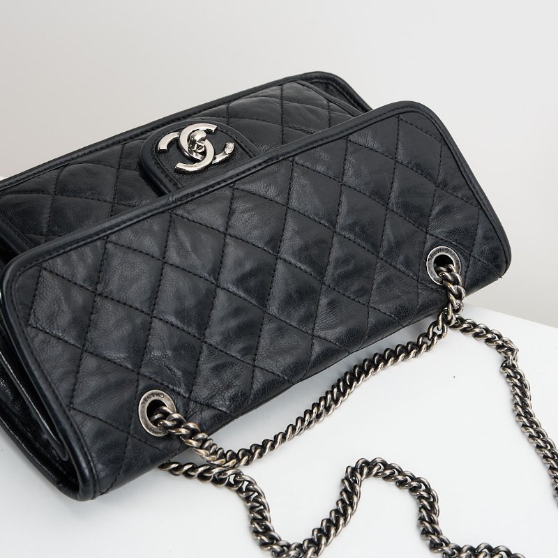 Chanel CF機場鍊包/黑銀牛-4