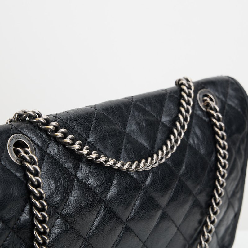 Chanel CF機場鍊包/黑銀牛-6