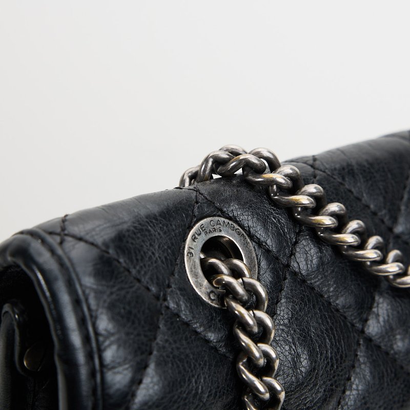 Chanel CF機場鍊包/黑銀牛-7