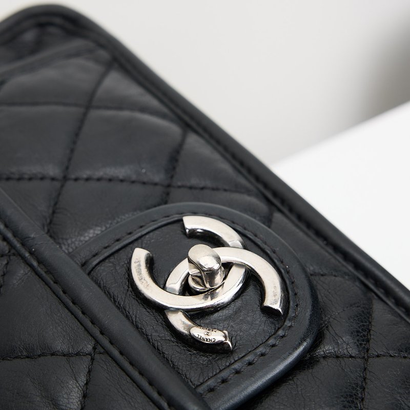 Chanel CF機場鍊包/黑銀牛-10