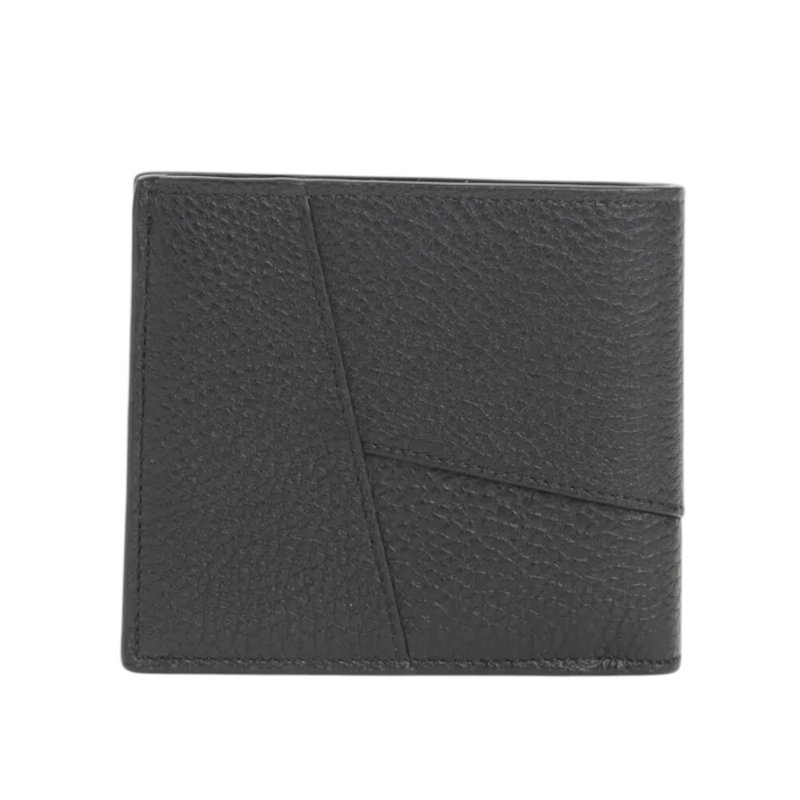 【LOEWE 羅威】Bifold 柔軟粒面小牛皮 幾何 雙摺 皮夾 卡夾 短夾 黑色 C510302X20-3