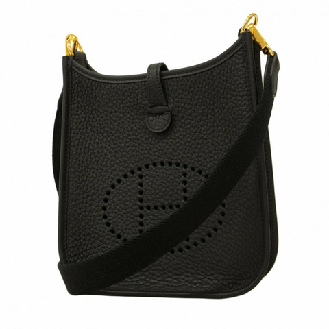 Hermes Hermès Evelyn TPM Taurillon Clemence 單肩包，黑色，W 印章，女款，P1192298