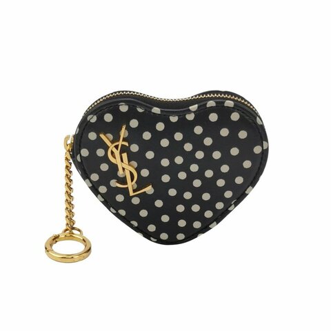 Saint Laurent 牛皮 拼色 YSL 標誌 愛心 造型 零錢包