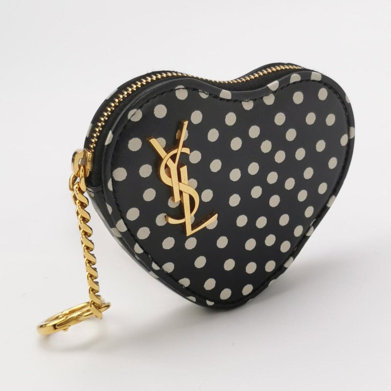 Saint Laurent 牛皮 拼色 YSL 標誌 愛心 造型 零錢包-3