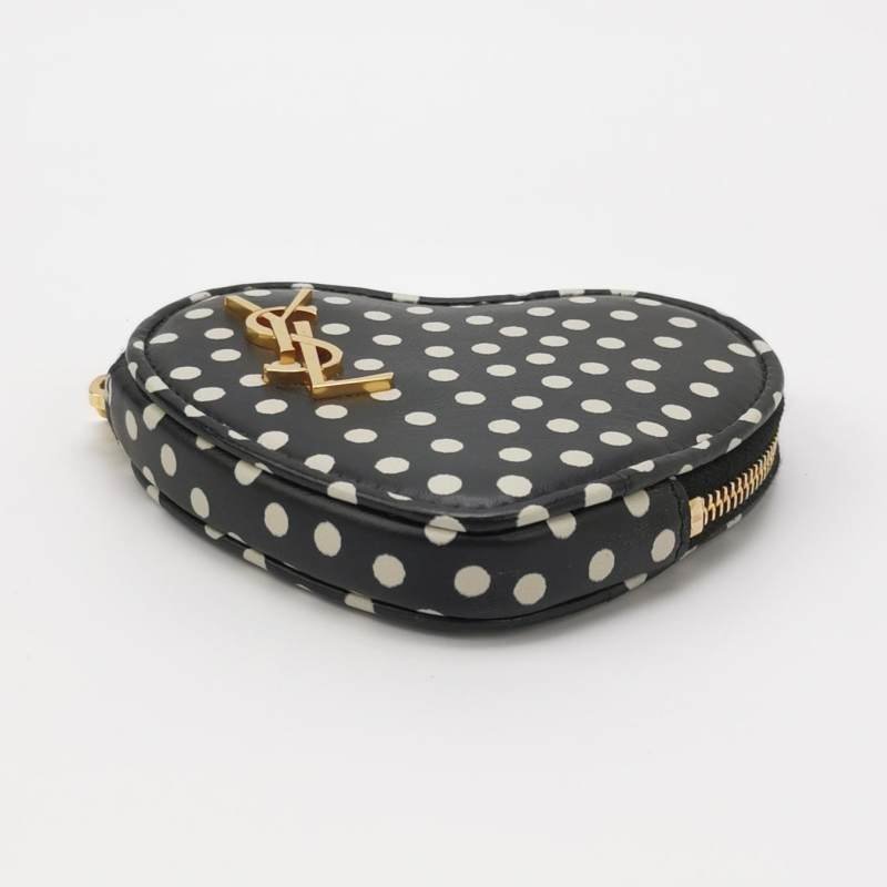 Saint Laurent 牛皮 拼色 YSL 標誌 愛心 造型 零錢包-4