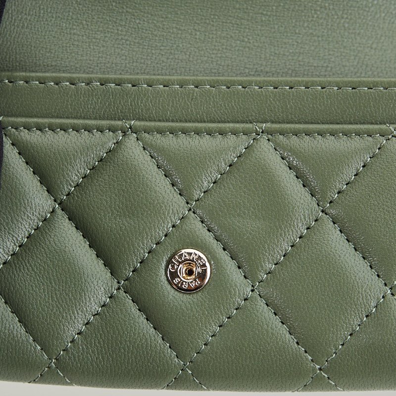 Chanel cf卡包墨綠-17
