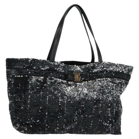 Salvatore Ferragamo 亮片托特包 尼龍 黑色 正品 118787V