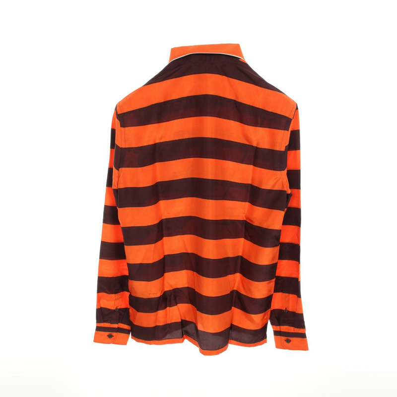 PRADA UCN425 襯衫，絲，橘棕色，尺寸 38/15，二手男款-1