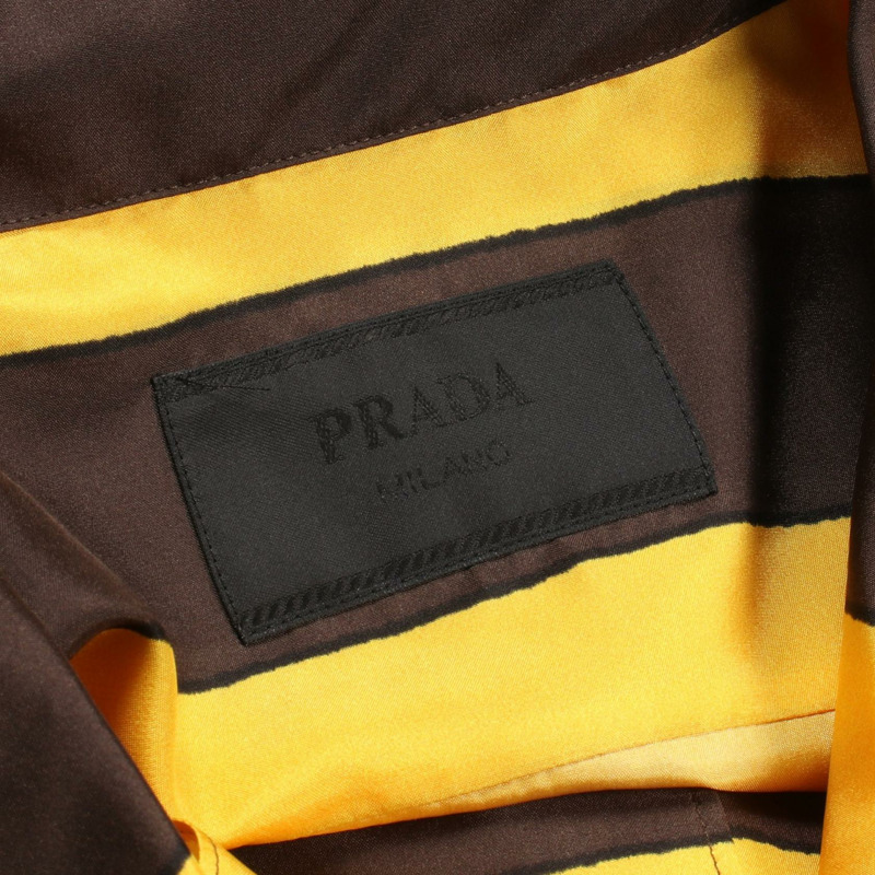 PRADA 短袖 Polo 衫 UCS414 絲綢 黃棕色 XXL 碼 二手男士-2