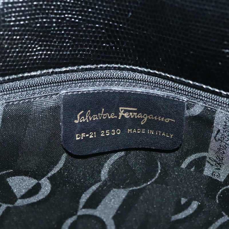 【日本直送】Salvatore Ferragamo 托特包 壓花皮革 黑色 金色 正品 BA4507-11
