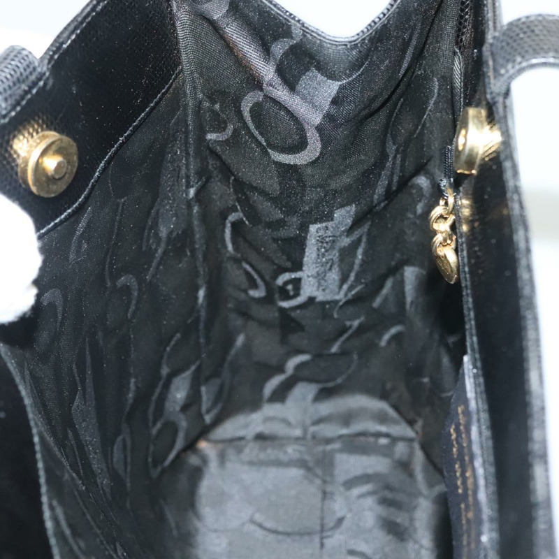 【日本直送】Salvatore Ferragamo 托特包 壓花皮革 黑色 金色 正品 BA4507-18