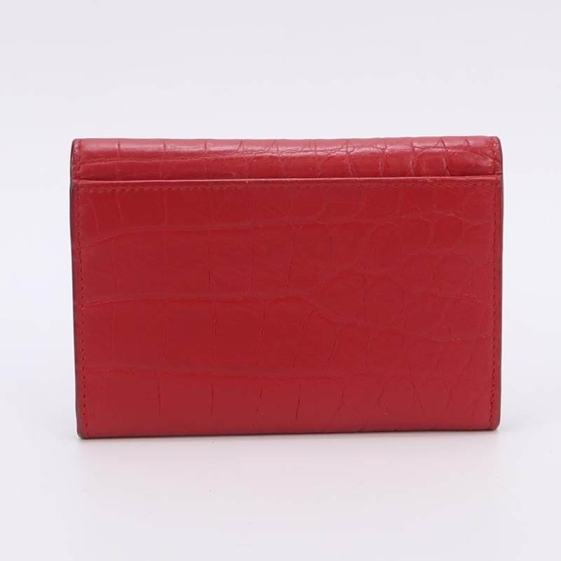 Saint Laurent Cassandre 牛皮 純色 鱷魚 壓花 YSL 標志 卡包 零錢包-3